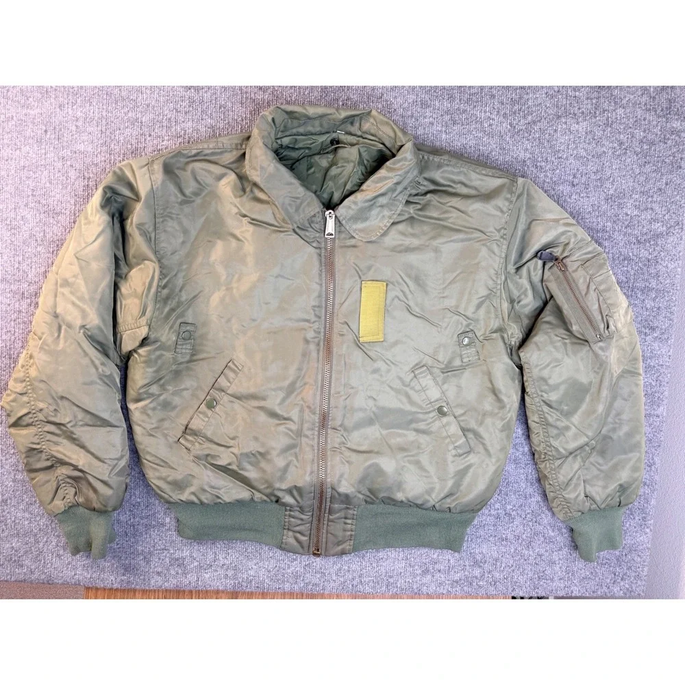 Vintage Military Style Flight Bomber Jacket Mens XL Green Insulated Workwear Y2K